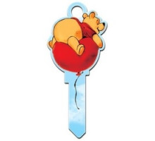 HOWARD KEYS  KW-D74               Decorative Key Blank, Kwikset, Large Headed, Painted, Disney Winnie the Pooh Design on Front, Bees and Hive Design on Back, Individually Carded