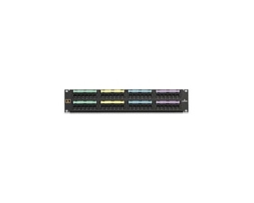 LEVITON  49012-J48               Voice Grade Patch Panel, 48-Port, 2RU, 8-Position 2-Conductors Jacks, 25-pair Connector
