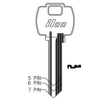 KABA ILCO CORP  A1054WD NP A05  IAL5286214B              Cylinder Lock Key Blank, 6-Pin, Sectional, Brass, Nickel Plated, 5 Price Group, For Falcon
