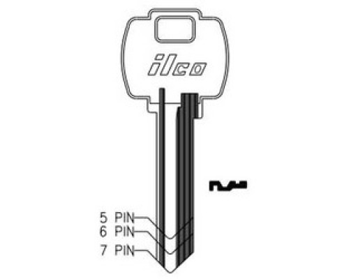 KABA ILCO CORP  A1054WD NP A05  IAL5286214B              Cylinder Lock Key Blank, 6-Pin, Sectional, Brass, Nickel Plated, 5 Price Group, For Falcon