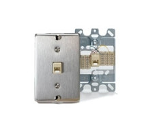 LEVITON  40223-S               Telephone Wall Jack, 6-Position, 4-Conductors, Quick Connect, Stainless Steel