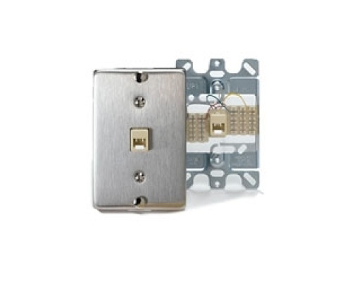 LEVITON  40223-S               Telephone Wall Jack, 6-Position, 4-Conductors, Quick Connect, Stainless Steel