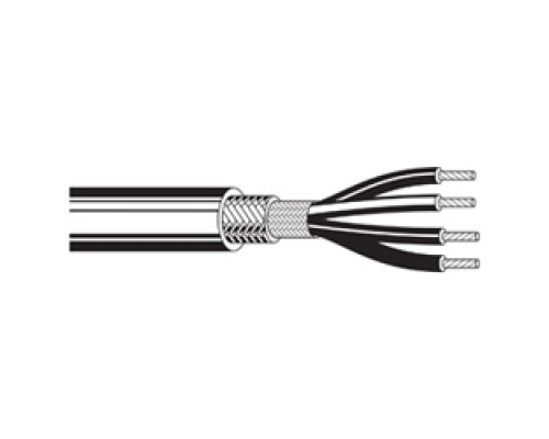 BELDEN BAV 8404 060500        Four-conductor Star Quad, low-impedance cable - 20 AWG, stranded 19x32 high-conductivity TC conductors, polyethylene insulation, rayon braid, TC braid shield 85% coverage , PVC jacket