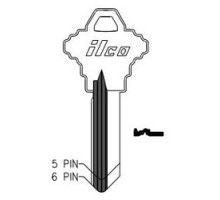 KABA ILCO CORP  A1145CE NP A04               Cylinder Lock Key Blank, 6-Pin, Sectional, Brass, Nickel Plated, 4 Price Group, For Schlage