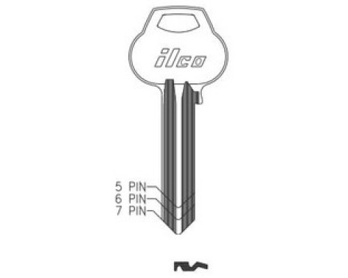 KABA ILCO CORP  1011-L4 NS A51  AA01574033              Cylinder Lock Key Blank, 5-Pin, Sectional, Natural Nickel Silver, 10 Price Group, For Corbin/Russwin