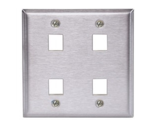 HUBBELL PREMISE WIRING  SSF204               Plate, Wall, Ss, 2-G, 4Port