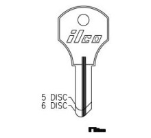 KABA ILCO CORP  1000X NP A06  AL2503617B              Cylinder Lock Key Blank, 6-Disc, Brass, Nickel Plated, 6 Price Group, For Corbin Cabinet Lock