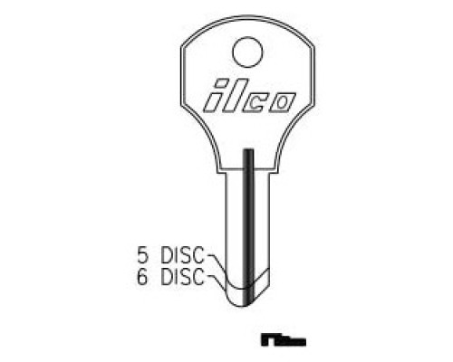 KABA ILCO CORP  1000X NP A06  AL2503617B              Cylinder Lock Key Blank, 6-Disc, Brass, Nickel Plated, 6 Price Group, For Corbin Cabinet Lock