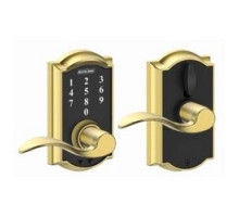 SCHLAGE ALLEGION BRAND  FE695 CAM/ACC 619 16-211 10-063        Door Lock, Touchscreen, Camelot/Accent Lever, Satin Nickel, With Triple Deadlatch, Dual Strike
