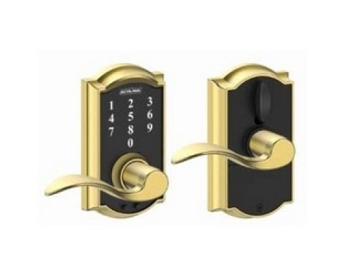 SCHLAGE ALLEGION BRAND  FE695 CAM/ACC 619 16-211 10-063        Door Lock, Touchscreen, Camelot/Accent Lever, Satin Nickel, With Triple Deadlatch, Dual Strike