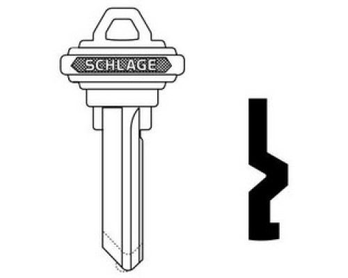 SCHLAGE ALLEGION BRAND  35-130-C        Door Lock Cylinder Key Blank, Classic, Conventional, Embossed, Plain Bow, 5-Pin Cylinder, C Keyway, Nickel Silver