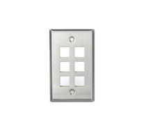 LEVITON  43080-1S6               QuickPort Wallplate, Single Gang, 6-Port, Stainless Steel