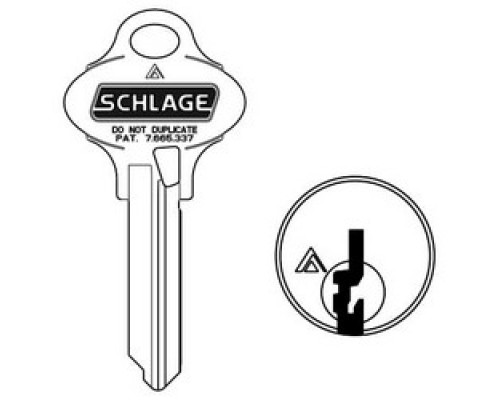 SCHLAGE ALLEGION BRAND  35-268-S145        Door Lock Cylinder Key Blank, Classic, Conventional, Everest 29, Embossed, Standard Bow, 5-Pin Cylinder, Operating, S145 Keyway, Nickel Silver
