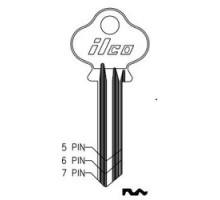 KABA ILCO CORP  1004A NP A02  AL4604900B              Cylinder Lock Key Blank, 6-Pin, Brass, Nickel Plated, 2 Price Group, For Lockwood