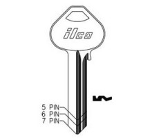 KABA ILCO CORP  A1011D3 NP A10  AA46068172              Cylinder Lock Key Blank, 6-Pin, Sectional, Brass, Nickel Plated, 10 Price Group, For Corbin/Russwin