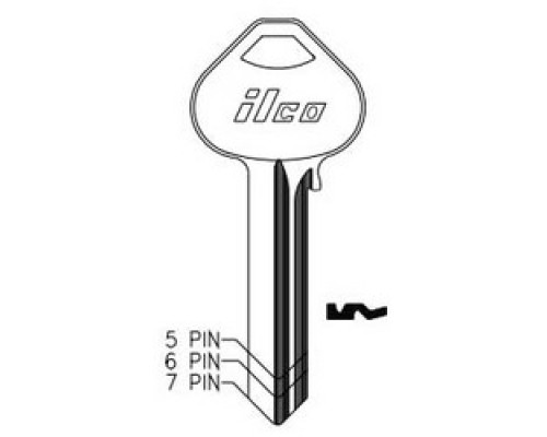 KABA ILCO CORP  A1011D3 NP A10  AA46068172              Cylinder Lock Key Blank, 6-Pin, Sectional, Brass, Nickel Plated, 10 Price Group, For Corbin/Russwin