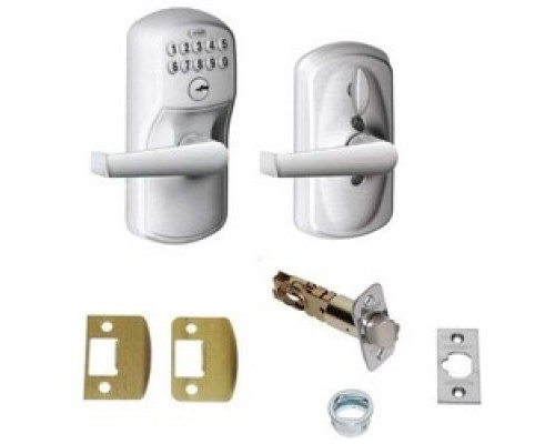 SCHLAGE ALLEGION BRAND  FE595 PLY/ELA 626 16211 10063        Door Lock, Keypad, Flex-Locking, Plymouth Knob/Elan Lever, Satin Chrome, With Triple Deadlatch, Dual Strike