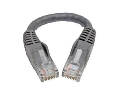 TRIPP LITE N201-06N-GY        Premium Cat6 Gigabit Snagless Molded UTP Patch Cable, 24 AWG, 550 MHz/1 Gbps RJ45 M/M , Gray, 6 in.