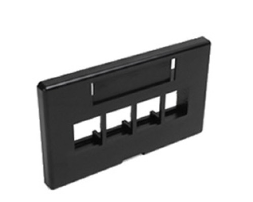 LEVITON  49910-HE4               QuickPort Modular Furniture Faceplate, 4-Port, Black, Includes 1 Blank Insert, Compatible with Herman Miller products.