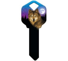HOWARD KEYS  KW-HK38               Decorative Key Blank, Kwikset, Wolf Design