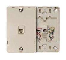 LEVITON  40214-I               Telephone Wall Jack, 6-position 4-Conductor, Screw Terminal, Ivory, Plastic Wallplate Snaps On To Mounting Plate