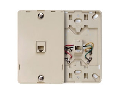 LEVITON  40214-I               Telephone Wall Jack, 6-position 4-Conductor, Screw Terminal, Ivory, Plastic Wallplate Snaps On To Mounting Plate