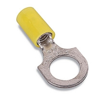 THOMAS & BETTS  RC10-8               Nylon Insulated Ring Terminal, Wire Range #12-#10 AWG, Copper, Tin Plated, Length 1.00 Inches, Width .37 Inches, Maximum Insulation .210, Bolt Hole #8, Yellow