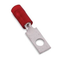 THOMAS & BETTS  RA481M               Nylon Insulated Rectangular Ring Terminal, Length 1.109in, Width 0.302in, Bolt Hole #6, Wire Range #22-#18 AWG, Red, Copper, Tin Plated, On Mylar Tape
