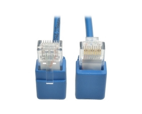TRIPP LITE N201-SR1-BL        Cat6 Gigabit Snagless Molded Slim UTP Patch Cable with Right-Angle Connectors RJ45 M/M , Blue, 1 ft.