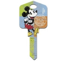 HOWARD KEYS  KW-D62               Decorative Key Blank, Kwikset, Large Headed, Painted, Disney Mickey Mouse 1928 Design, Individually Carded