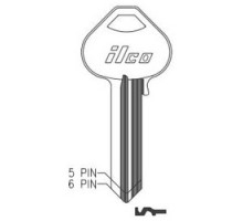 KABA ILCO CORP  N1011M NP A06  AL5374218B              Cylinder Lock Key Blank, 5-Pin, Master, Brass, Nickel Plated, 6 Price Group, For Corbin/Russwin