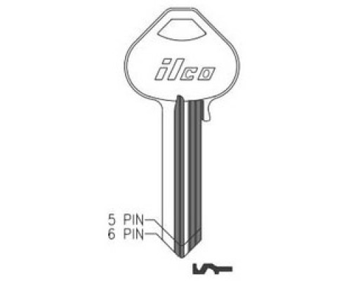 KABA ILCO CORP  N1011M NP A06  AL5374218B              Cylinder Lock Key Blank, 5-Pin, Master, Brass, Nickel Plated, 6 Price Group, For Corbin/Russwin