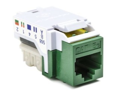 HELLERMANNTYTON  RJ45FC5E-GRN               Category 5e Modular Keystone Jack, Plenum Rated, Green, 1/bag