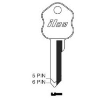 KABA ILCO CORP  SY1 NP A12               Safe Deposit Key Blank, 5-Pin, Brass, Nickel Plated, 12 Price Group, For Security/Kumahira