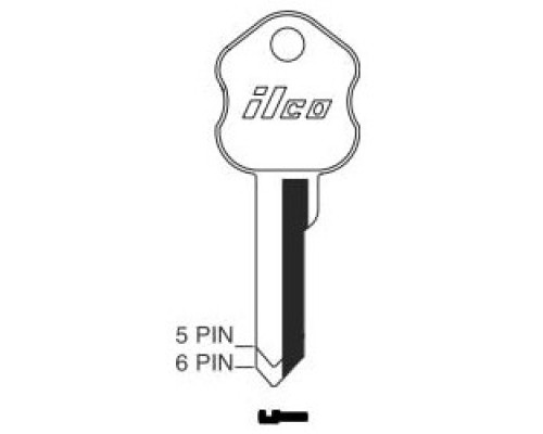 KABA ILCO CORP  SY1 NP A12               Safe Deposit Key Blank, 5-Pin, Brass, Nickel Plated, 12 Price Group, For Security/Kumahira