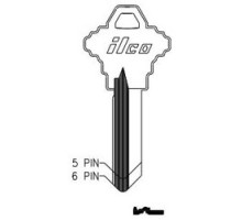 KABA ILCO CORP  1145CE NP A09  AA43252072              Cylinder Lock Key Blank, 5-Pin, Brass, Nickel Plated, 9 Price Group, For Schlage