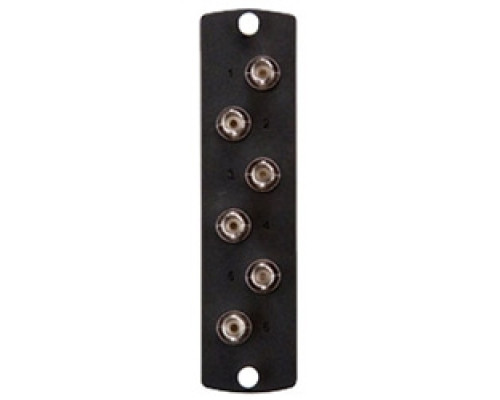 LEVITON 5F100-6MT        Opt-X Precision Molded Plate Black , Multimode and Single-mode, Simplex ST metal , 6 Fibers, Zirconia Ceramic Sleeve