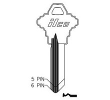 KABA ILCO CORP  1145L NS A42  AA43252093              Cylinder Lock Key Blank, 5-Pin, Natural Nickel Silver, 9 Price Group, For Schlage