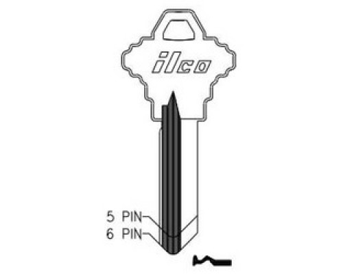 KABA ILCO CORP  1145L NS A42  AA43252093              Cylinder Lock Key Blank, 5-Pin, Natural Nickel Silver, 9 Price Group, For Schlage