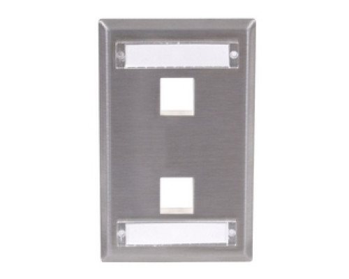 HUBBELL PREMISE WIRING  SSFL12               Plate, Ss, 1-G, 2Port, with Lbl Field
