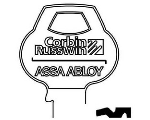CORBIN RUSSWIN INC  D3-6PIN-10               Door Lock Key Blank, Cylinder, Single-Section, Standard, 6-Pin, DH-Class Bitting, Coined Logo Bow