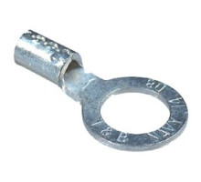 THOMAS & BETTS  D36U               Non-Insulated Large Brazed Seam Ring Terminal with 90 Degree Bend, Length 1.09in, Width 0.42in, Bolt Hole #10, Wire Range #8 AWG, Copper, Tin Plated, 200 Pack