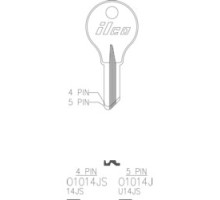 KABA ILCO CORP  01014JS NP A15  AA29750052              Cylinder Lock Key Blank, 4-Pin, Brass, Nickel Plated, 15 Price Group, For Eagle Lock