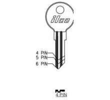 KABA ILCO CORP  S54G NP A14  FR4              Cylinder Lock Key Blank, 4-Pin, Brass, Nickel Plated, 14 Price Group, For Fort
