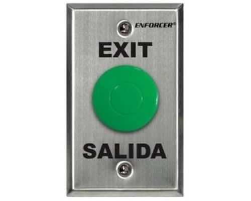 SECO-LARM USA INC  SD-7201GAPT1Q               Back Box Push to Exit Plate, 1-Gang, Silk-Screened, 1NO-1NC, 3 Ampere at 24 Volt DC Contact Rating, Stainless Steel, With Green Mushroom Cap Pushbutton, EXIT and SALIDA Legend