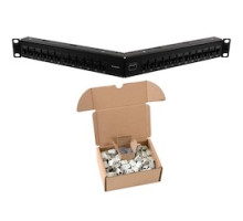 SIEMON COMPANY  UP6-A1-24K-RS               UltraMAX Patch Panel, with Jacks, Category 6 UTP, 24 Port, Angled, 1U, Black, Detachable Wire Manager