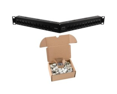 SIEMON COMPANY  UP6-A1-24K-RS               UltraMAX Patch Panel, with Jacks, Category 6 UTP, 24 Port, Angled, 1U, Black, Detachable Wire Manager