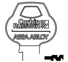 CORBIN RUSSWIN INC  59D2-6PIN-10               Door Lock Key Blank, Cylinder, Single-Section, Standard, 6-Pin, Z-Class Bitting, Coined Logo Bow