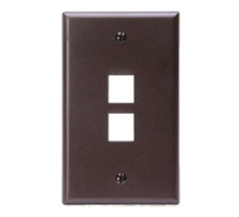 LEVITON  41080-2BP               QuickPort Wallplate, Single Gang, 2-Port, Brown