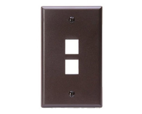 LEVITON  41080-2BP               QuickPort Wallplate, Single Gang, 2-Port, Brown